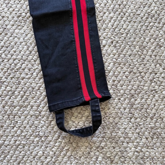 SIWY women’s jeans red stripe bottom stirrups black red size 28” waist USA Made - Picture 11 of 14